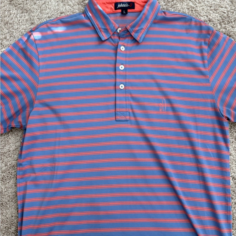 johnnie-O Blue and orange Striped Polo Shirt
